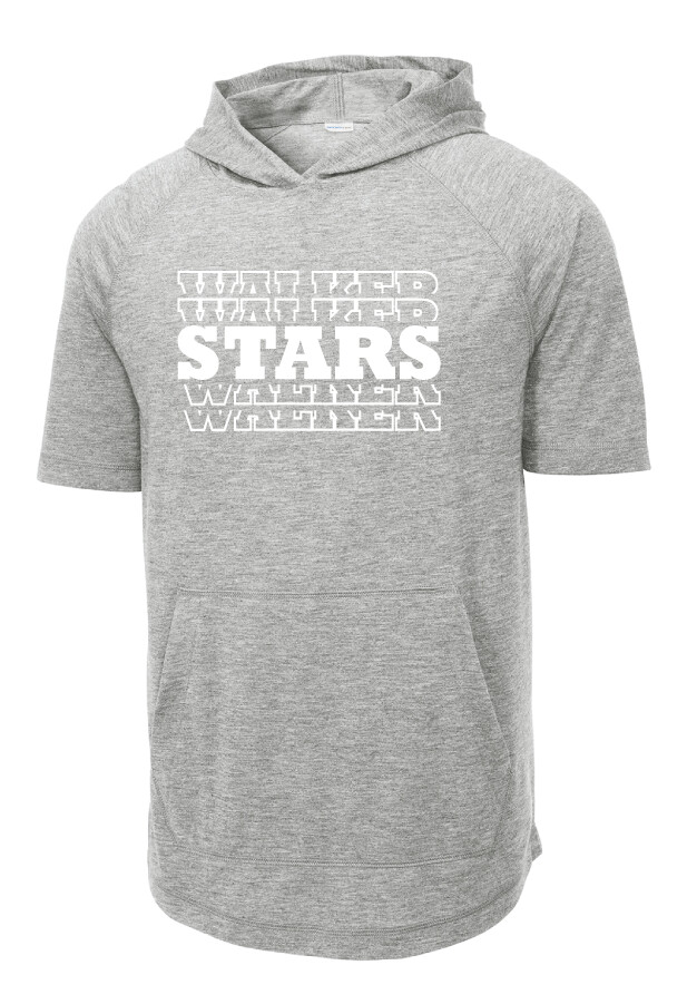 Walker Elementary - Stars - Short Sleeve Hoodie, Color: Light Grey Heather