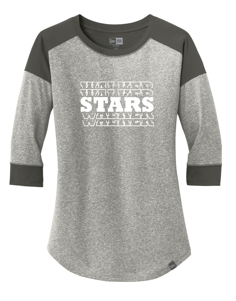 Walker Elementary - Stars - 3/4 Sleeve Baseball Raglan Tee, Color: Graphite / Light Graphite