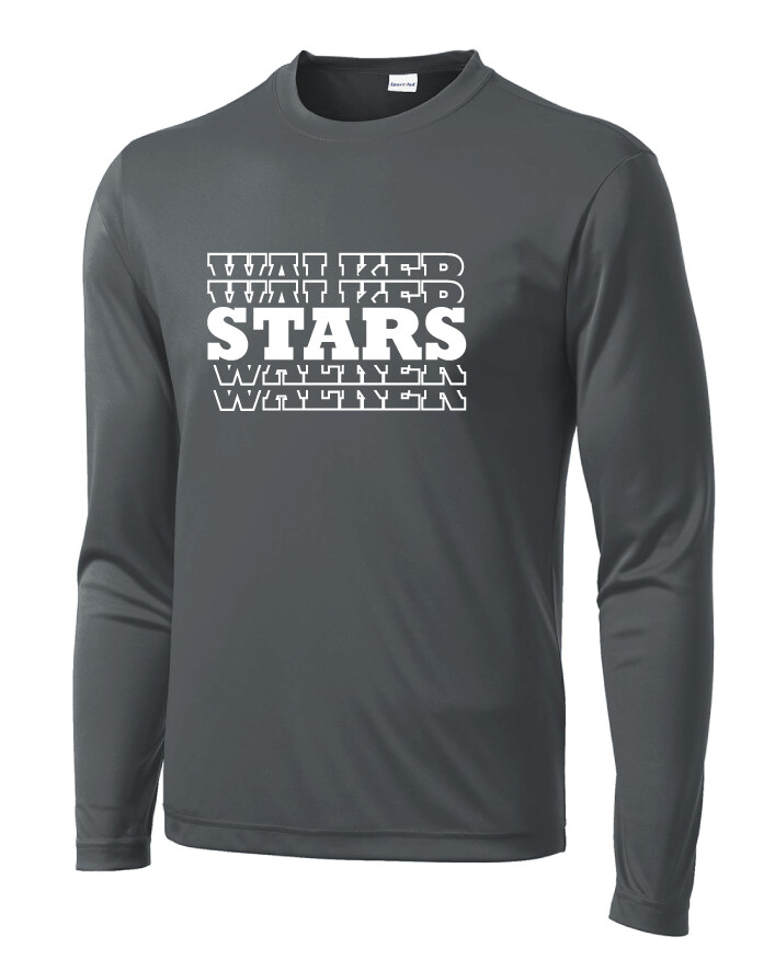 Walker Elementary - Stars - Dri-Fit Long Sleeve, Color: Iron Grey