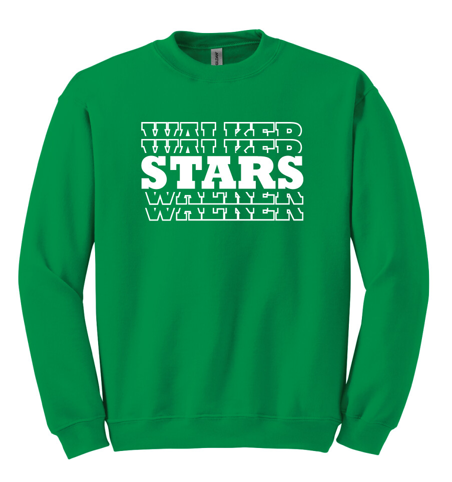 Walker Elementary - Stars - Crew Sweatshirt, Color: Green