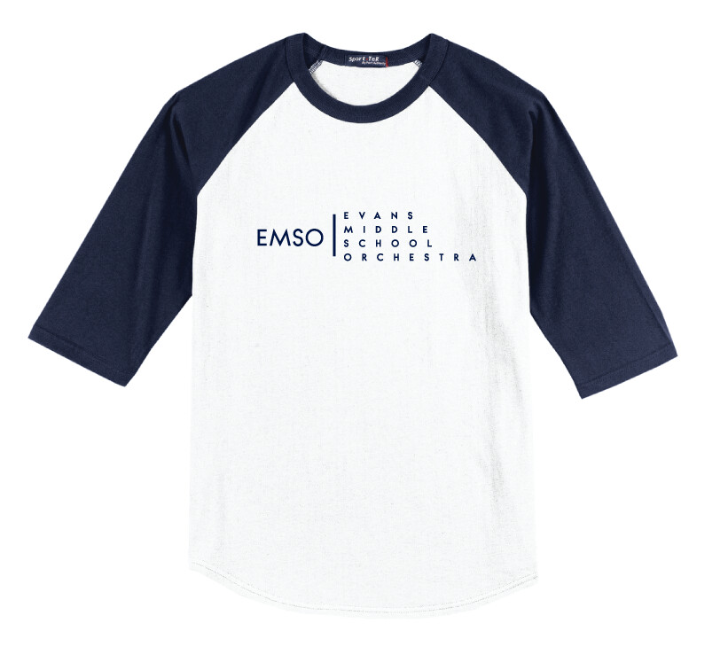 Evans Orchestra - EMSO - Raglan Baseball, Color: White / Navy