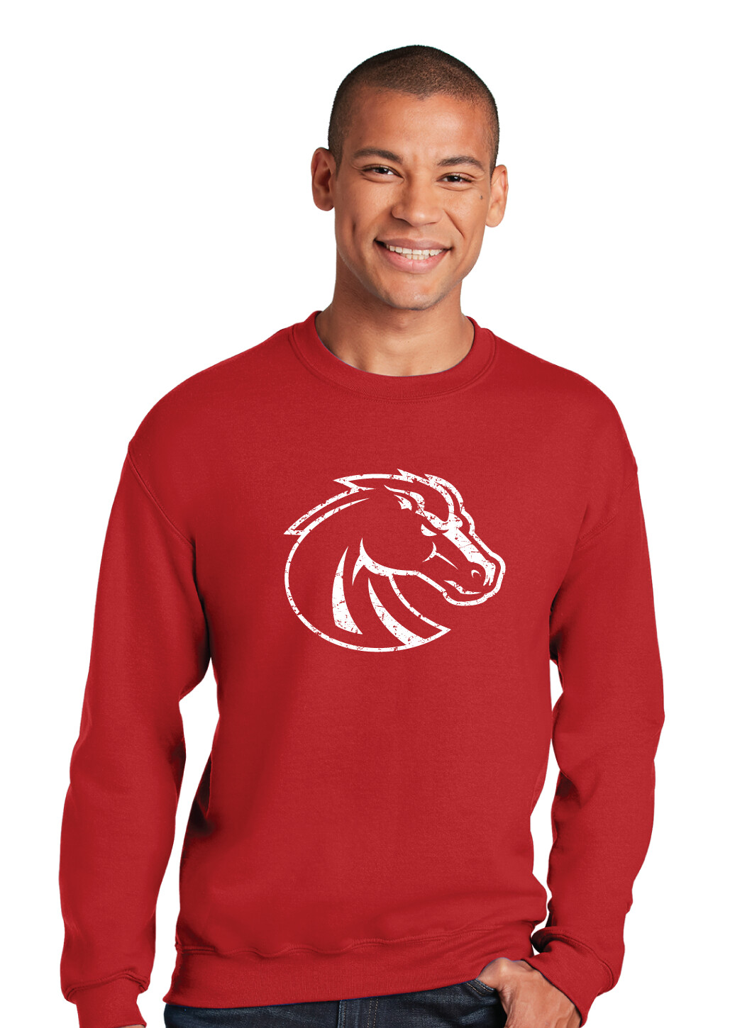 Boyd Football - Distressed Bronco - Crew Sweatshirt