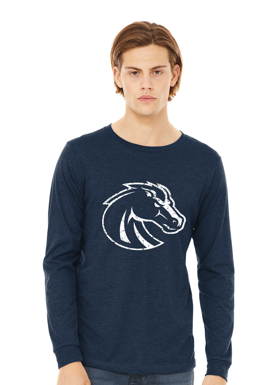 Boyd Football - Distressed Bronco - Bella+Canvas Long Sleeve
