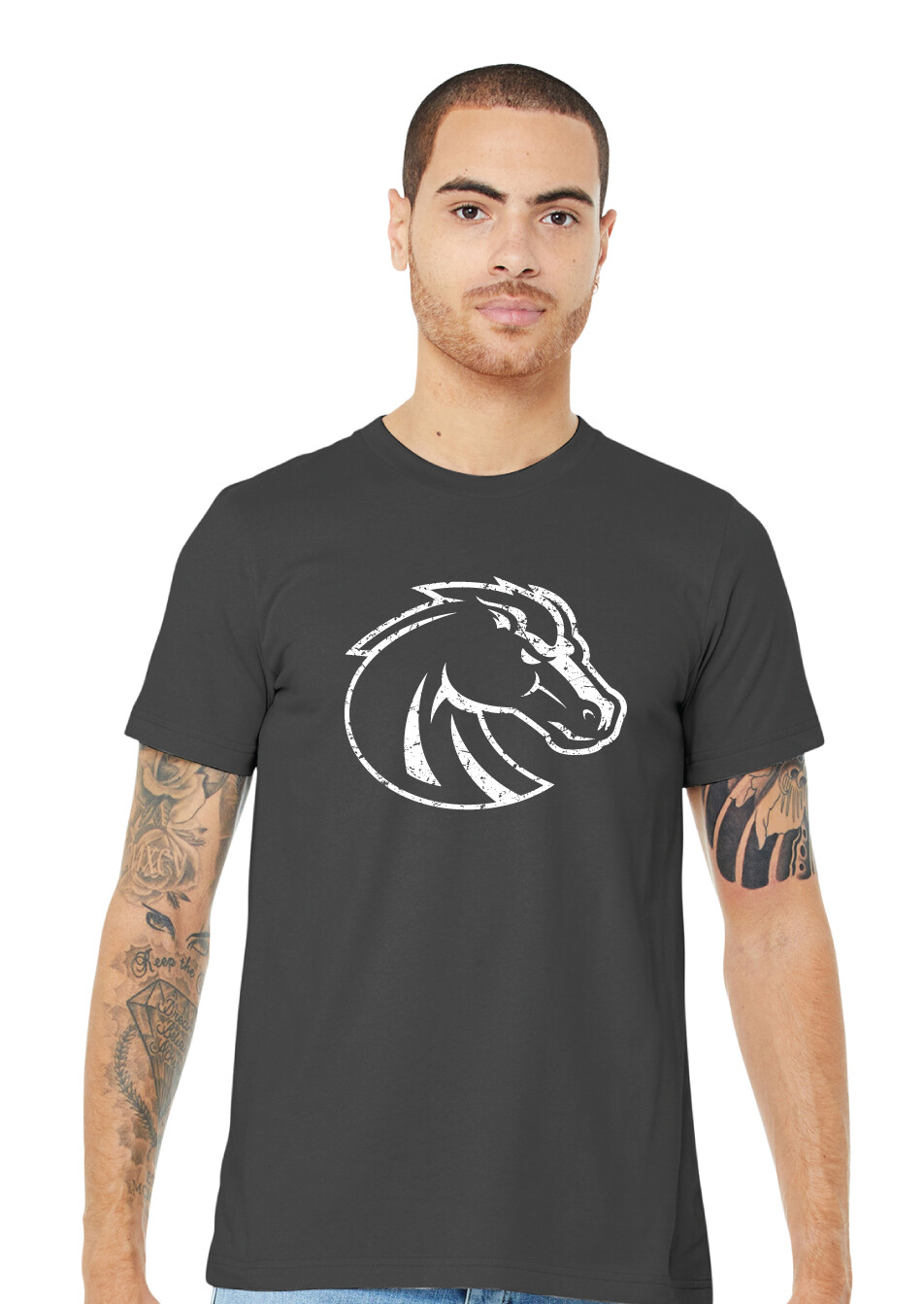 Boyd Football - Distressed Bronco - Bella+Canvas Short Sleeve