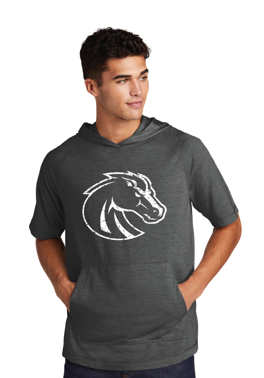 Boyd Football - Distressed Bronco 
- Short Sleeve Hoodie