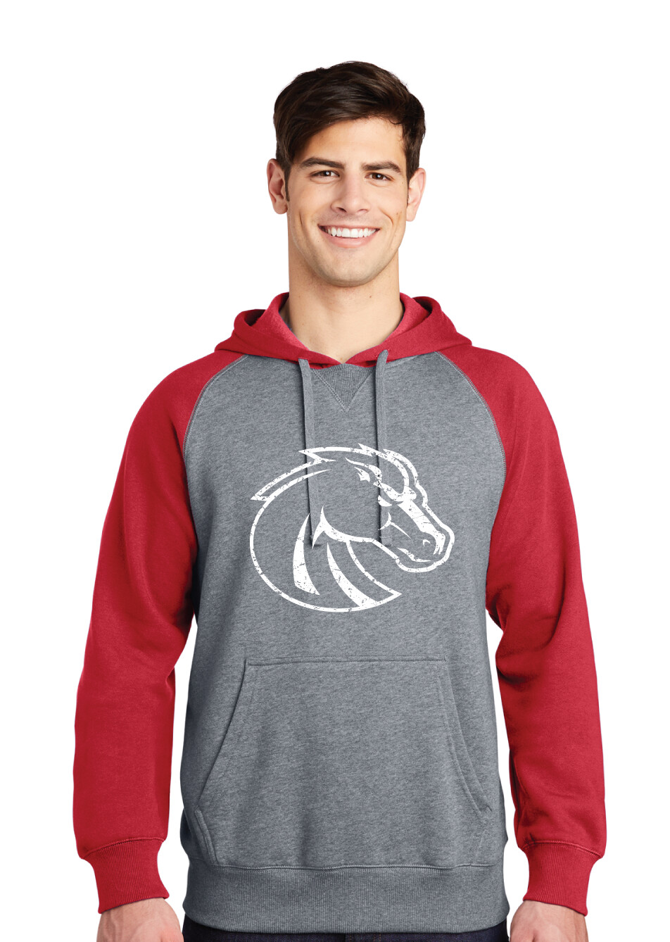 Boyd Football - Distressed Bronco - Raglan Hoodie