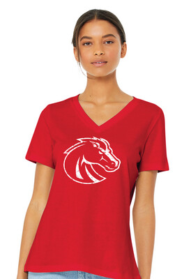 Boyd Football - Distressed Bronco 
- Bella+Canvas V-Neck Tee