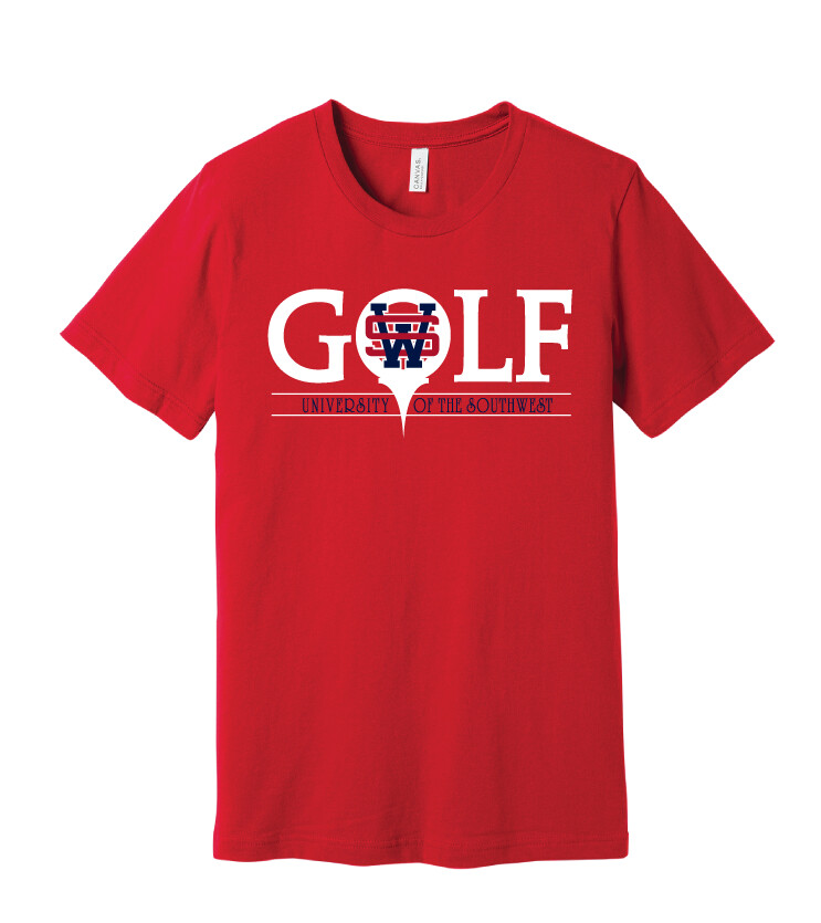 USW Golf - Golf - Bella+Canvas Short Sleeve, Garment Color: Red
