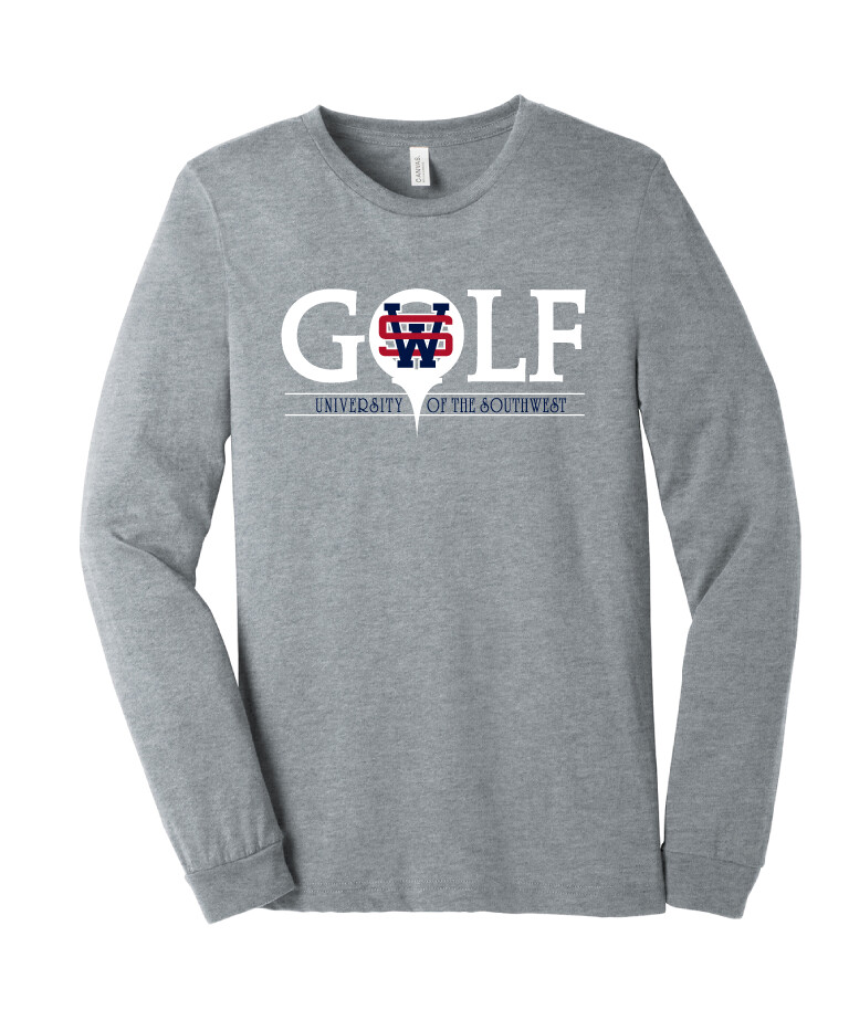USW Golf - Golf - Bella+Canvas Long Sleeve, Garment Color: Athletic Heather