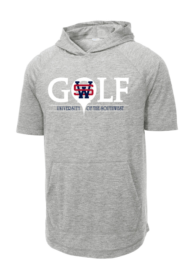 USW Golf - Golf - Short Sleeve Hoodie, Garment Color: Light Grey Heather