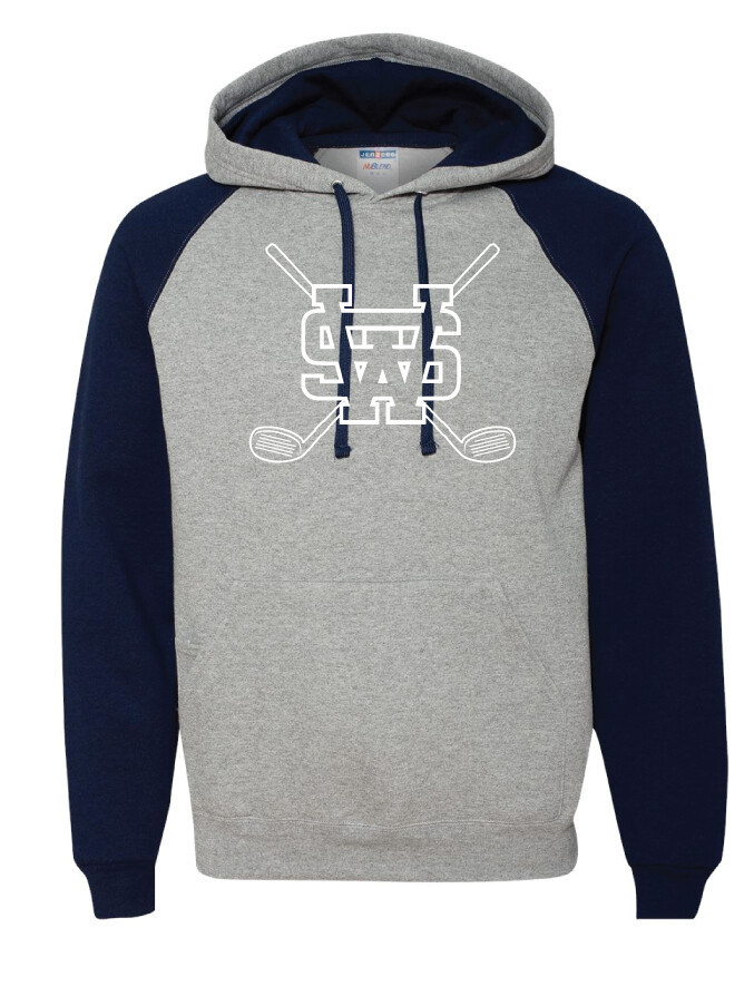USW Golf - Outline - Raglan Hoodie, Garment Color: Grey / Navy