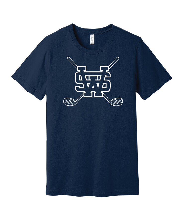 USW Golf - Outline - Bella+Canvas Short Sleeve, Garment Color: Navy