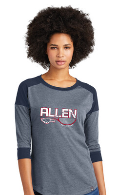 Allen Tennis - Half Racket - 3/4 Sleeve Baseball Raglan Tee
