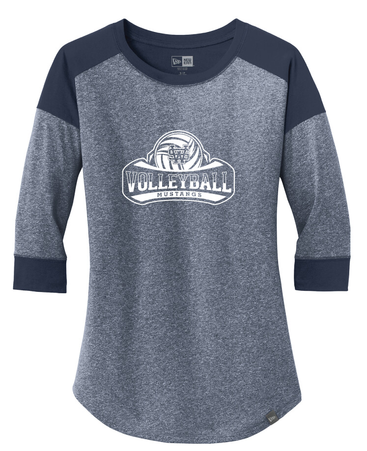 USW Volleyball - Big White - 3/4 Sleeve Baseball Raglan Tee, Color: Navy / Navy