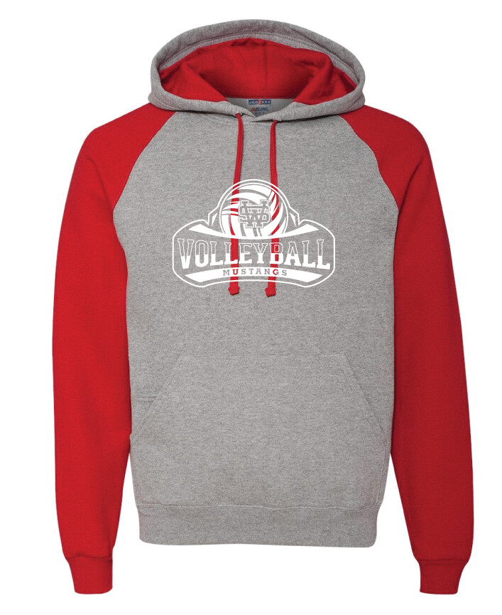 USW Volleyball - Big White - Raglan Hoodie, Color: Grey / Red