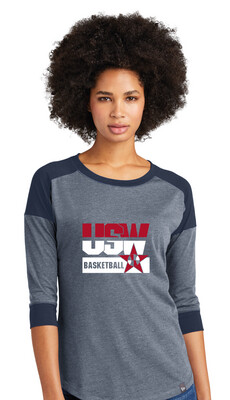 USW Basketball - Red White Blue - 3/4 Sleeve Baseball Raglan Tee