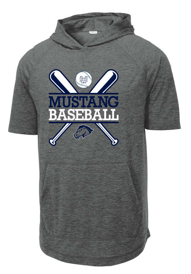 USW Baseball - Crossed Bats - Short Sleeve Hoodie, Color: Dark Grey Heather