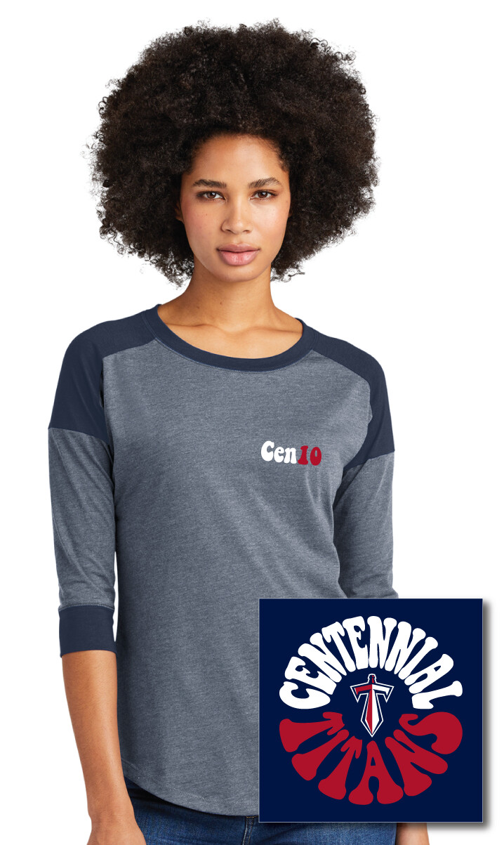 Centennial Football - Funky Circle - 3/4 Sleeve Baseball Raglan Tee