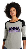 Anna Volleyball - 2 Color - 3/4 Sleeve Baseball Raglan Tee