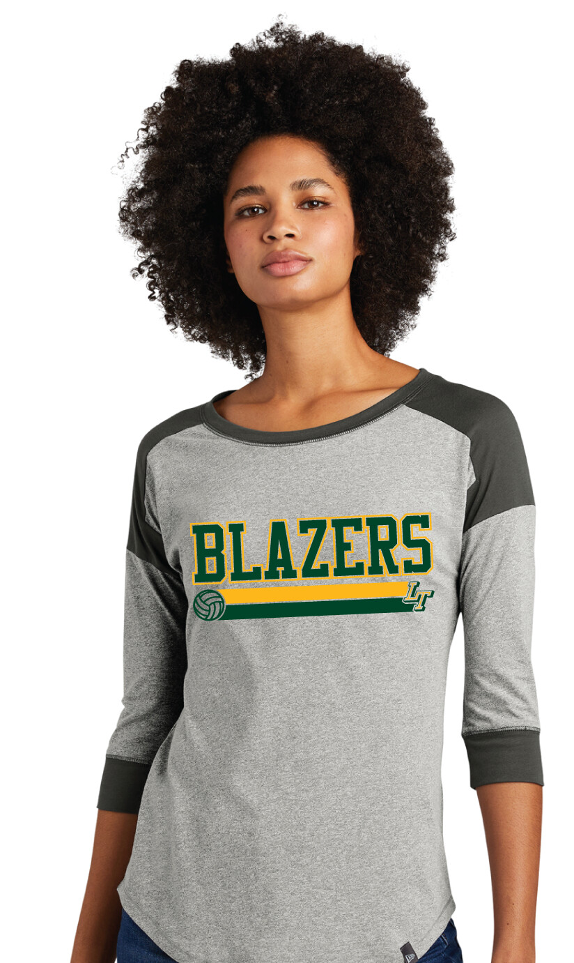 Lebanon Trail Volleyball - Block - 3/4 Sleeve Baseball Raglan Tee