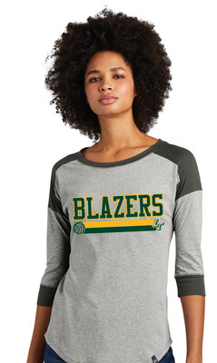 Lebanon Trail Volleyball - Block - 3/4 Sleeve Baseball Raglan Tee