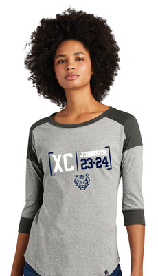 Johnson Cross Country - Brackets - 3/4 Sleeve Baseball Raglan Tee