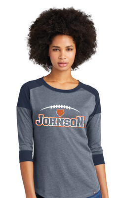 Johnson Football - Laces - 3/4 Sleeve Baseball Raglan Tee