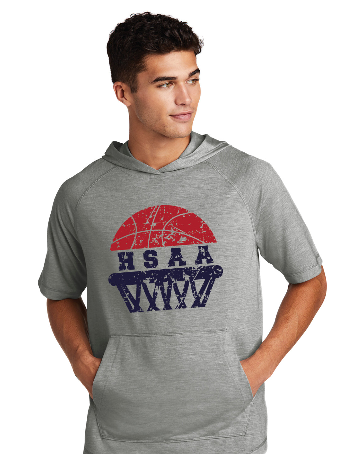 HSAA Basketball - Half Net - Short Sleeve Hoodie