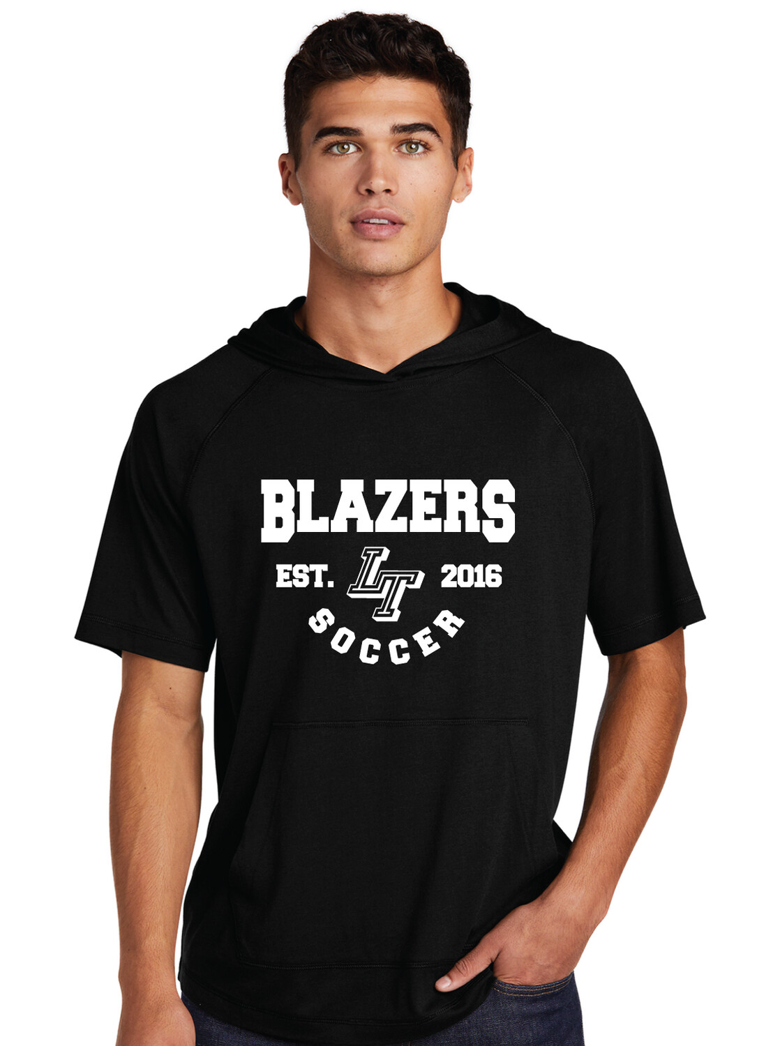 Lebanon Trail Boys Soccer - EST (White) - Short Sleeve Hoodie