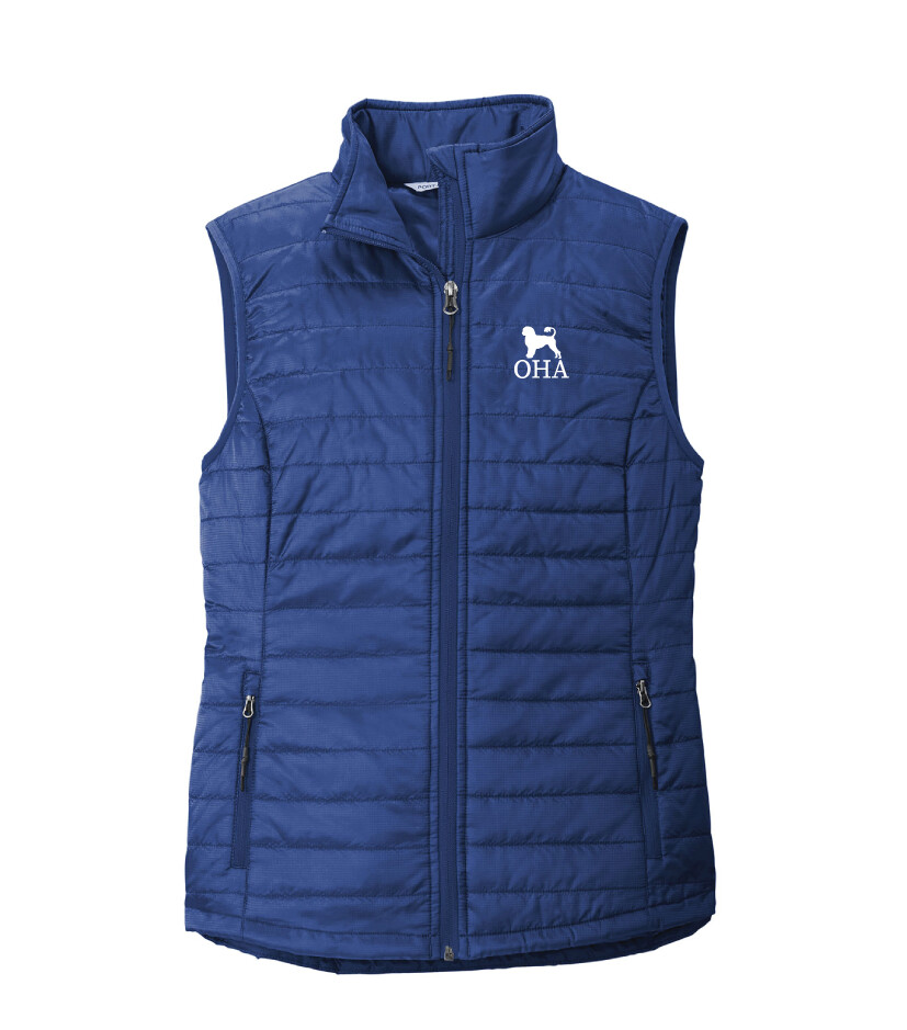 OHA - Ladies Packable Puffy Vest, Color: Cobalt Blue