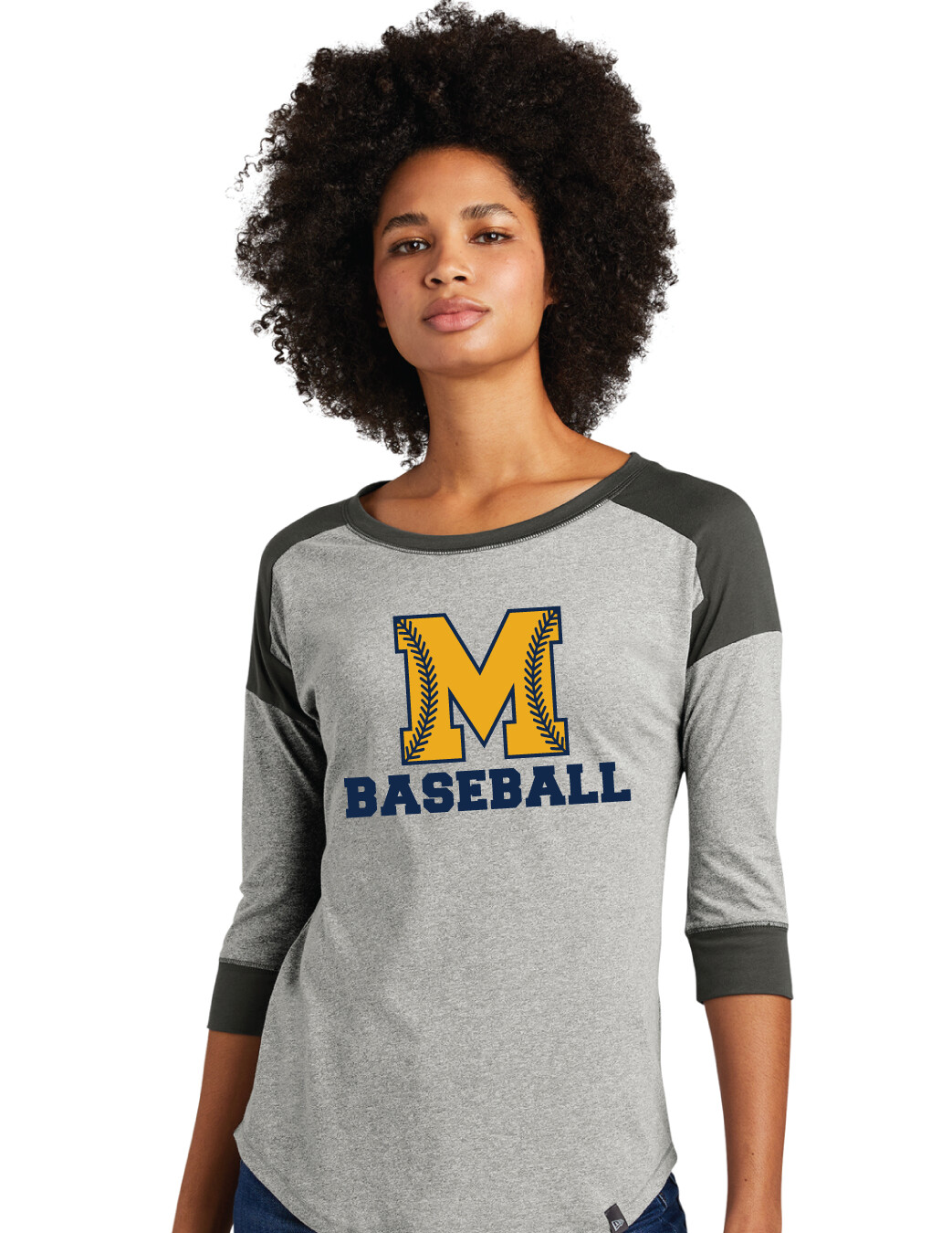 McKinney Baseball - M Laces - 3/4 Sleeve Baseball Raglan Tee, Color: Grey / Graphite