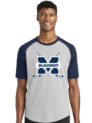 McKinney Hockey Club - Crossed Sticks - Short Sleeve Colorblock Raglan Jersey