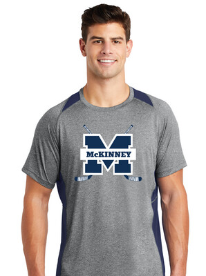 McKinney Hockey Club - Crossed Sticks - Heather Colorblock Contender Tee