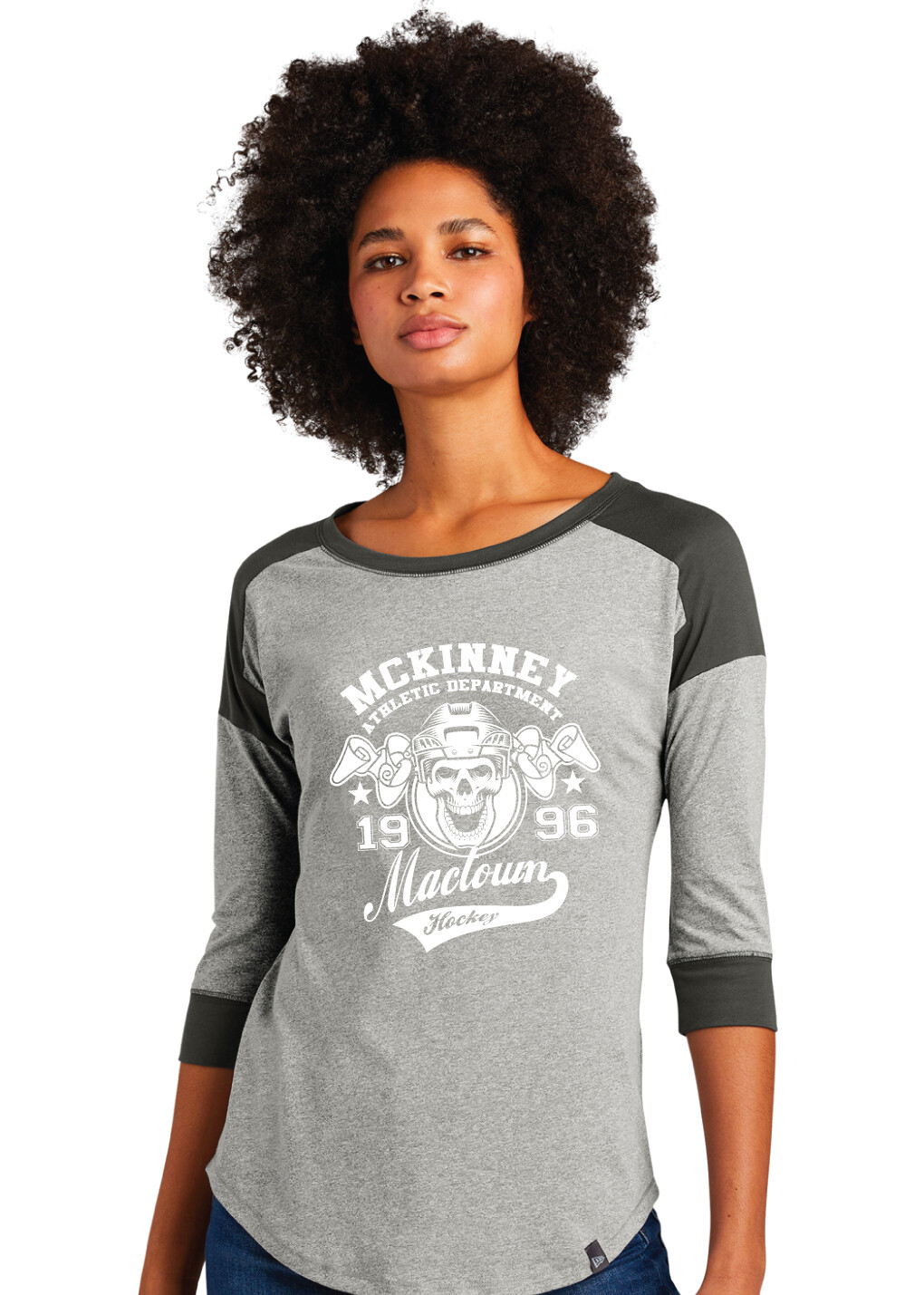 McKinney Hockey Club - Skull - 3/4 Sleeve Baseball Raglan Tee