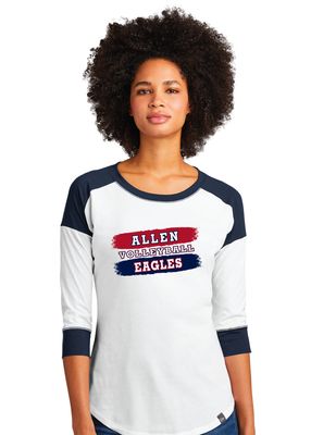 Allen Volleyball - Paint -3/4 Sleeve Baseball Raglan Tee