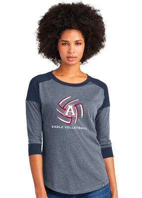 Allen Volleyball - Swirl - 3/4 Sleeve Baseball Raglan Tee