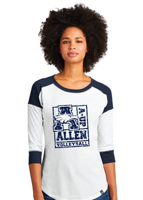 Allen Volleyball - Stamp - 3/4 Sleeve Baseball Raglan Tee