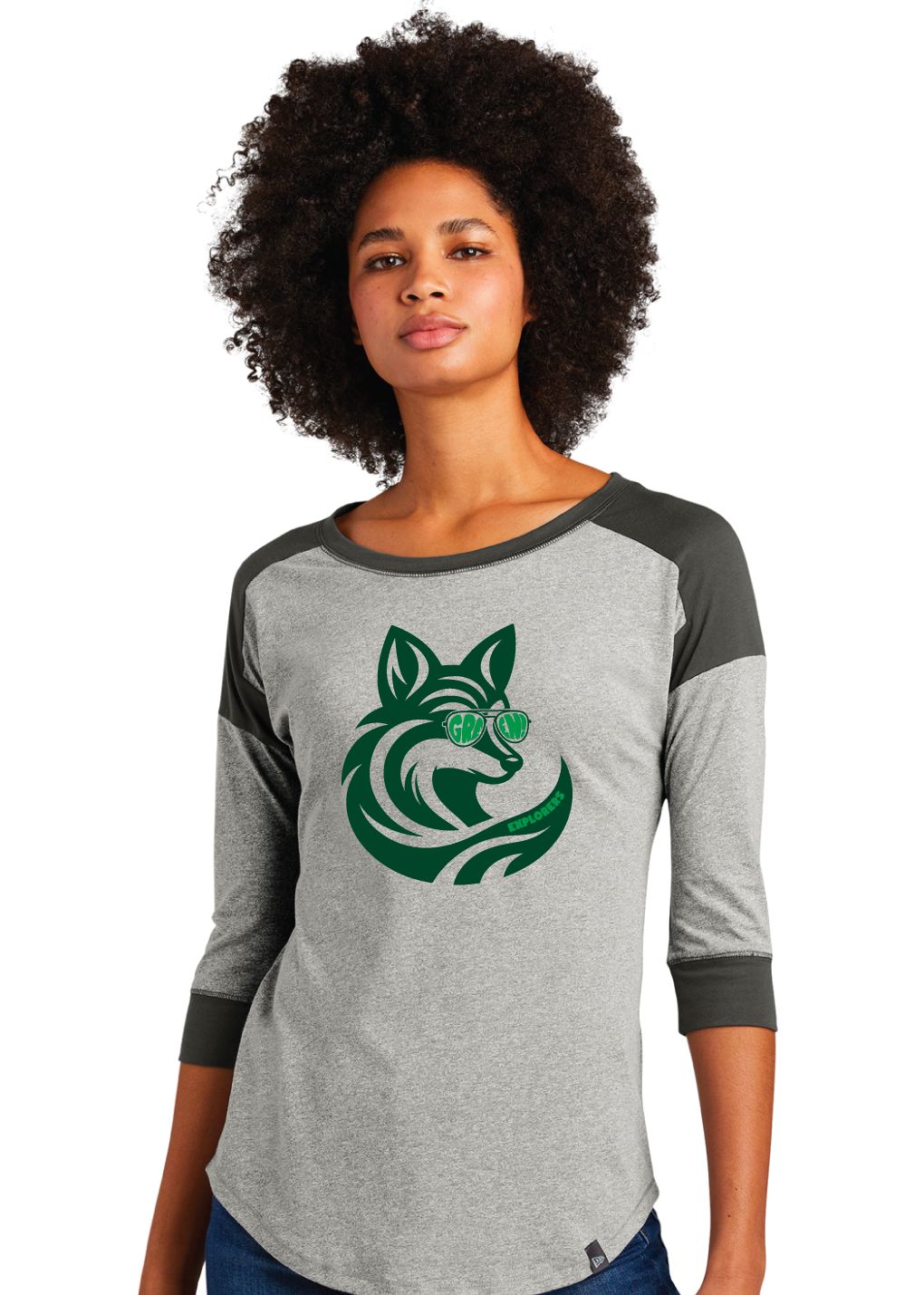Green Explorers - Sunglasses Fox - 3/4 Sleeve Baseball Raglan Tee