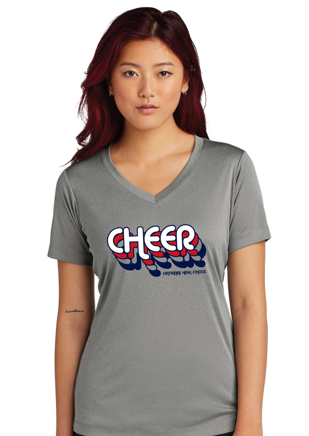 Centennial Cheer - Retro Stacked - Dri-Fit V-Neck