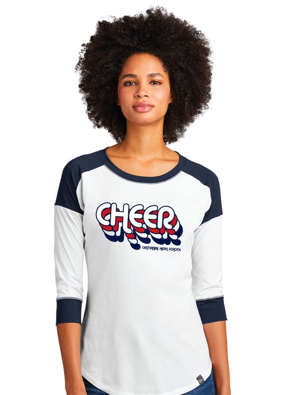 Centennial Cheer - Retro Stacked - 3/4 Sleeve Baseball Raglan Tee