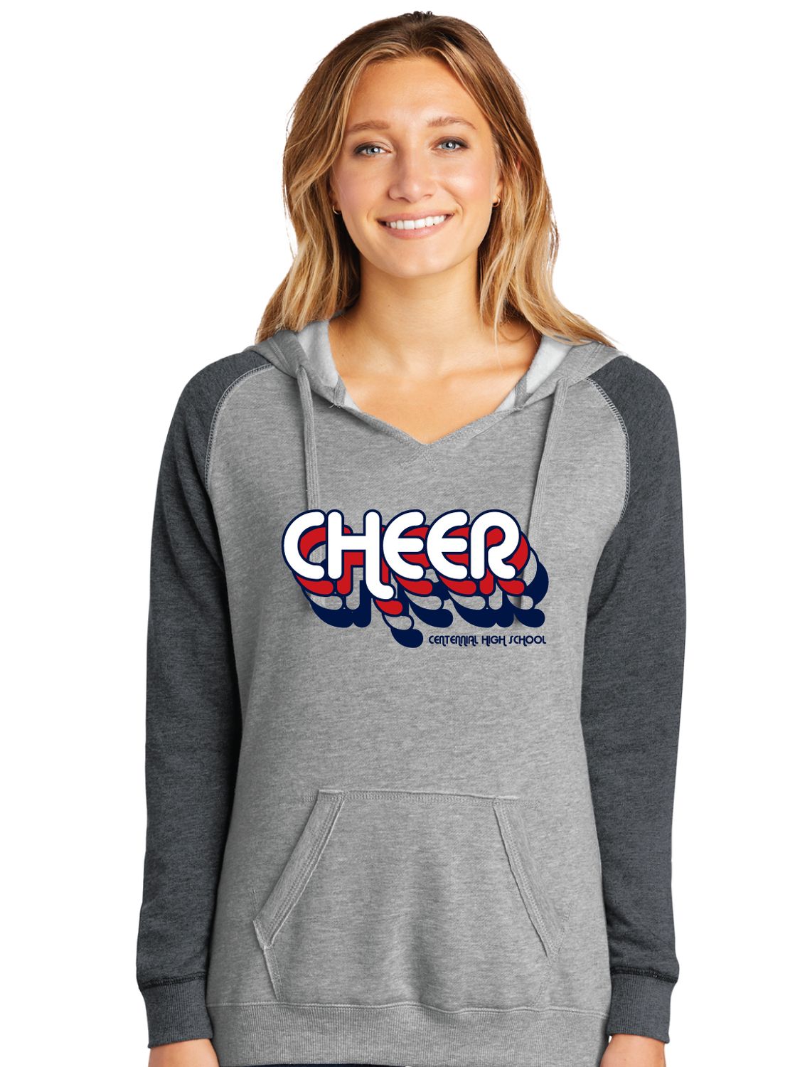 Centennial Cheer - Retro Stacked - Lightweight Raglan Hoodie
