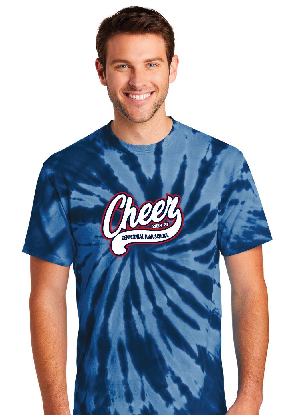Centennial Cheer - Cursive - Tie Dye Short Sleeve