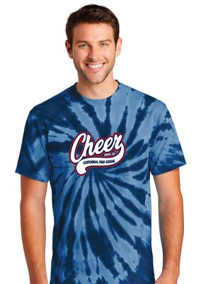 Centennial Cheer - Cursive - Tie Dye Short Sleeve
