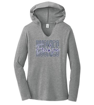Ereckson Huskies - Skinny Cursive - District Perfect Tri Long Sleeve Hoodie