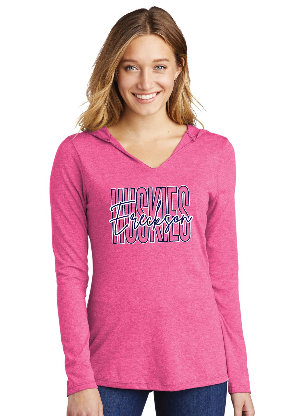 Ereckson Huskies - Skinny Cursive - District Perfect Tri Long Sleeve Hoodie