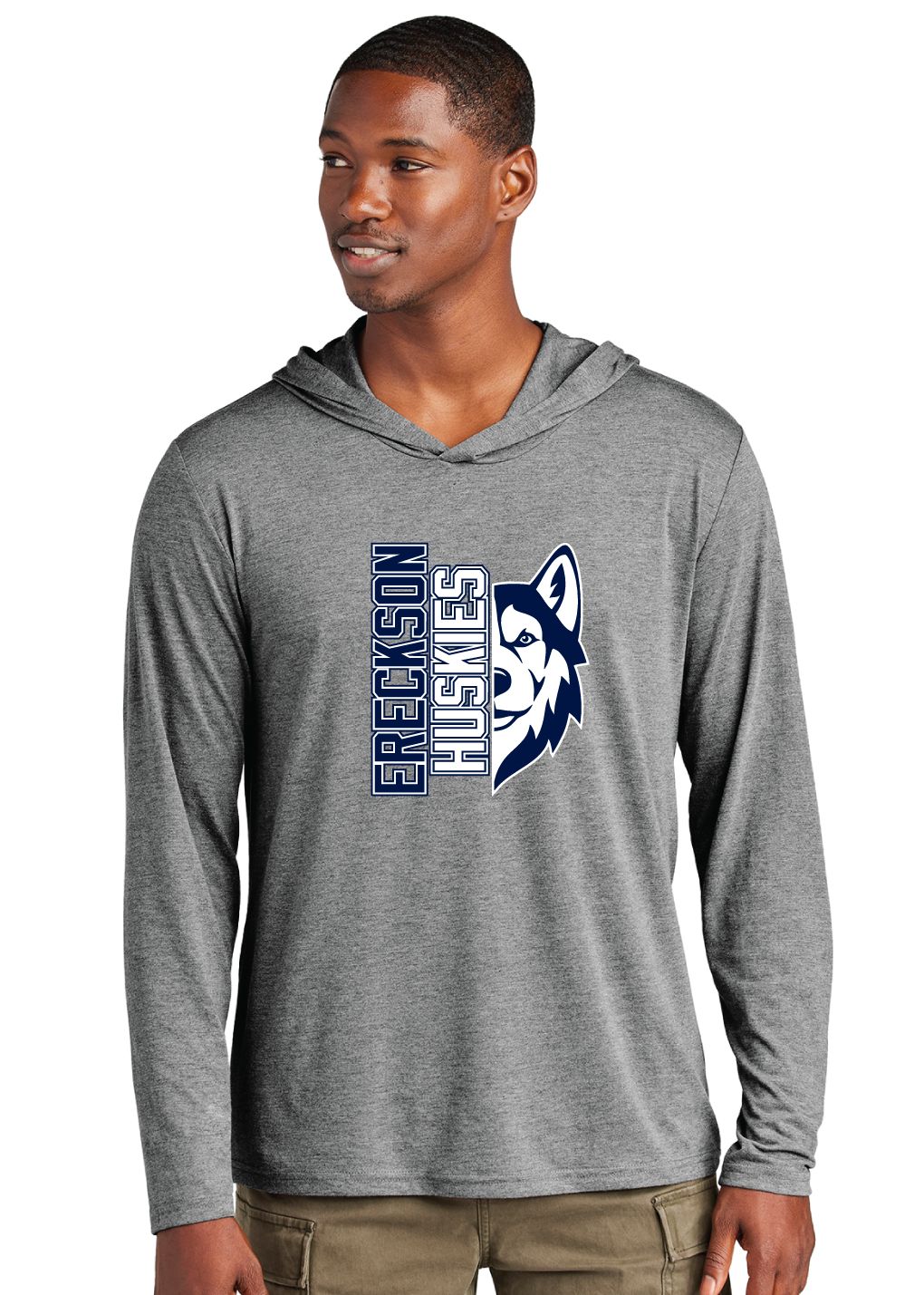 Ereckson Huskies - Half Husky - District Perfect Tri Long Sleeve Hoodie