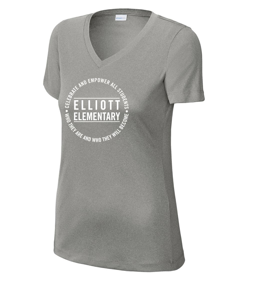 Elliott Elementary - Circle - Dri-FIt V-Neck, Garment Color: Grey Concrete Heather