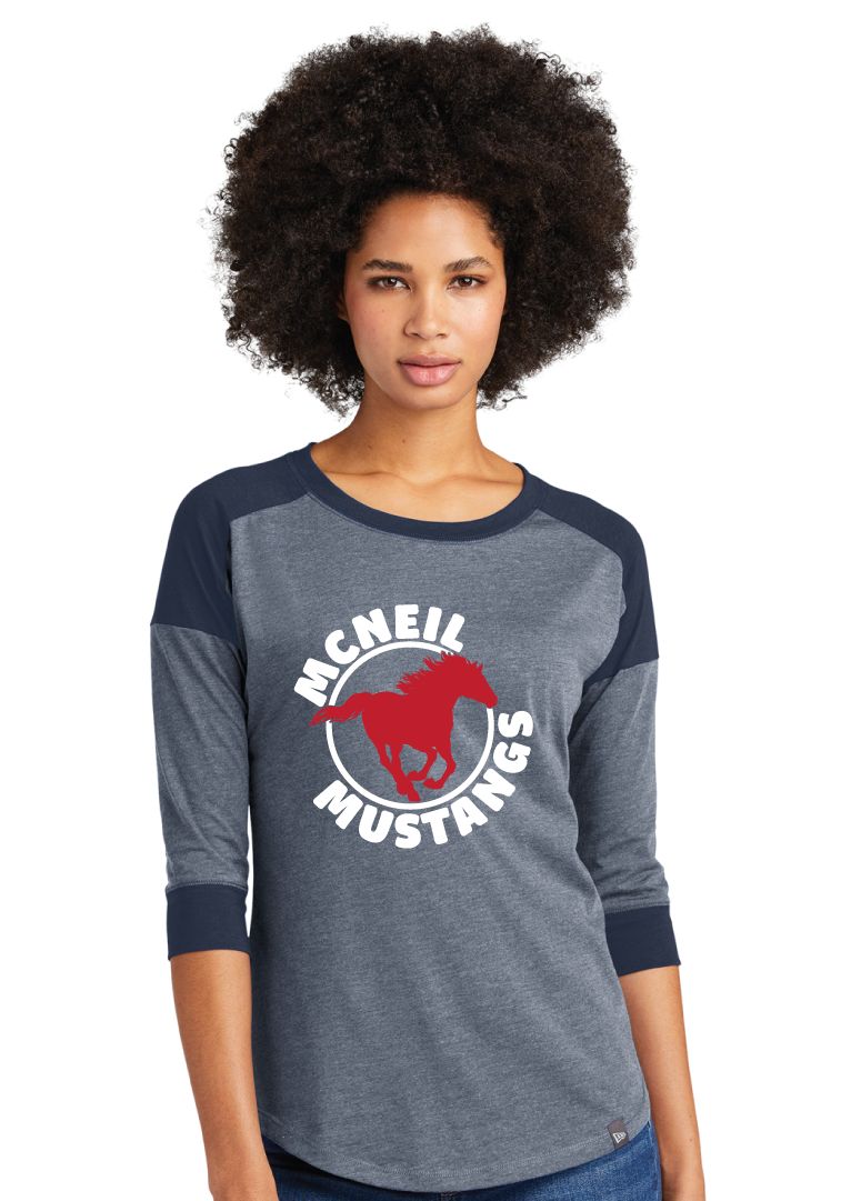 McNeil Mustangs - Circle - 3/4 Sleeve Baseball Raglan Tee
