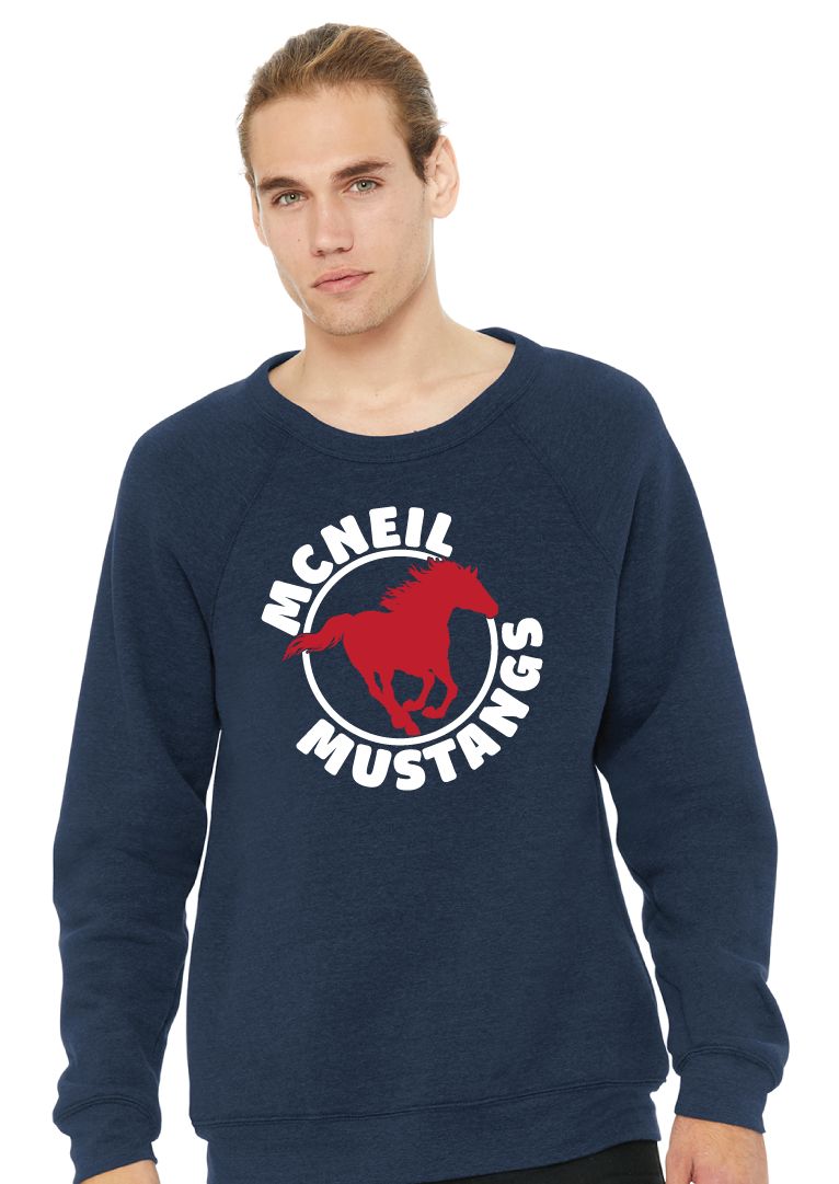 McNeil Mustangs - Circle - Bella+Canvas Crew Sweatshirt