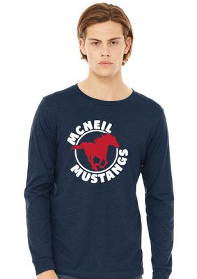 McNeil Mustangs - Circle - Bella+Canvas Long Sleeve